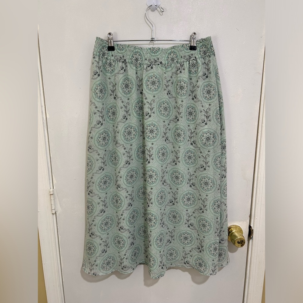 Y2K Fairy Core Floral Skirt Size Medium Pastel Green Midi Length